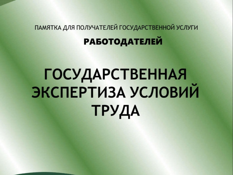 ПАМЯТКА ДЛЯ ПОЛУЧАТЕЛЕЙ ГОСУДАРСТВЕННОЙ УСЛУГИ РАБОТОДАТЕЛЕЙ "ГОСУДАРСТВЕННАЯ ЭКСПЕРТИЗА УСЛОВИЙ ТРУДА"